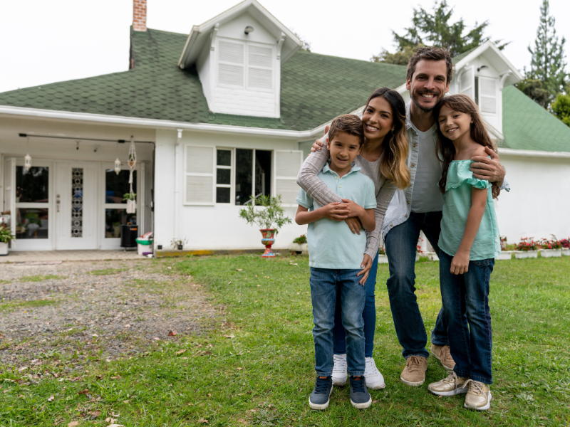 Happy homeowner with clean organized home
